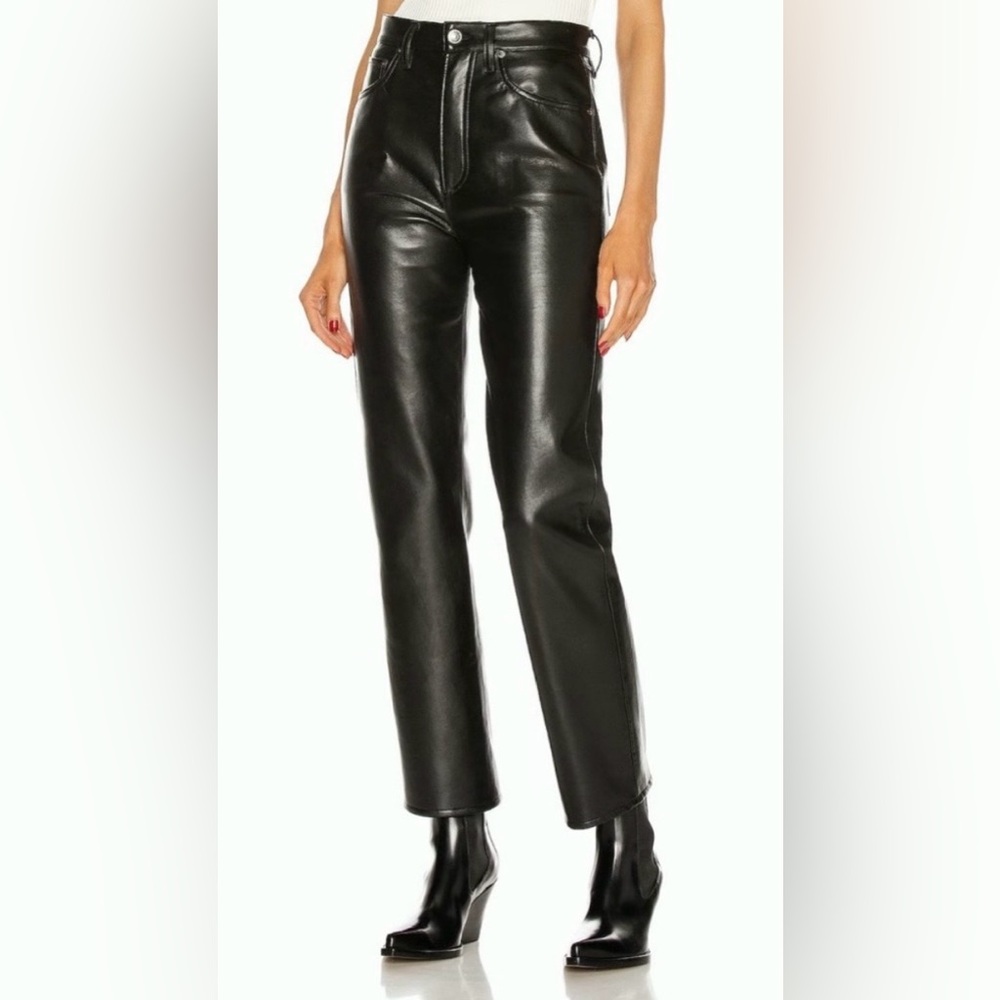 Agolde recycled leather fiited 90's straight leg pants in detox , 25.